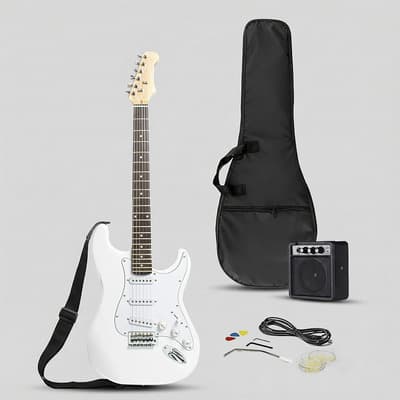 Guitarra Eléctrica Eg001 Con Amplificador 5w Y Accesorios Blanco