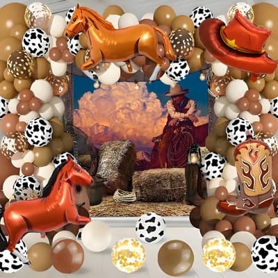 Douad Kit Fiesta Caballos Globos Decoración Cumpleaños De Vaquera Y Cowboy Tema Del Oeste Western Con Globos Metálicos... Caballo Aluminum Film Balloons - $168.99 en Mercado Libre | PrecioMX