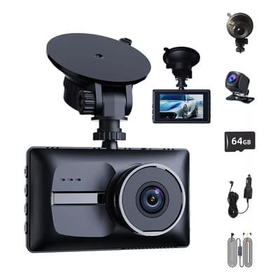 GOROFIT 4k Cámara Para Auto Dual Dashcam Con 64gb Y App Wifi 1080p Dash Cam 2 Canales 4K UHD Grab Front Trasera GPS Estacionamiento Carcasa Metálica Antichoque Lente Vidrio Kit 2 Cámaras Auto 64GB