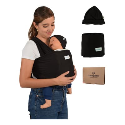 Fular Elástico Portabebé Rebozo Ergonómico Seguro Con Gorrito Color Negro Talla Unitalla - $333.45 en Mercado Libre | PrecioMX