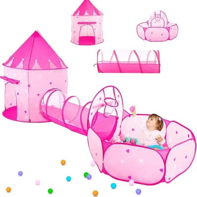 3pc Niños Juegan Carpa Para Niñas Con Pozo De Bola, Túnel De Rastreo, Carpas De La Princesa Para Niños Pequeños, Niños Casa De Juegos Interior Y Al Aire Libre, Regalos Perfectos Para Niños Rosa Liso - $599.00 en Mercado Libre | PrecioMX