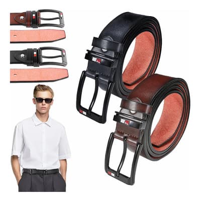 2pzs Cinturón De Piel Hombre Moda Y Casual Excelente Calidad