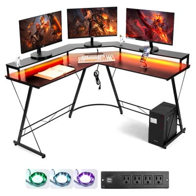 Bluedreamer Escritorios Gamer En L Modernos Mueble Con Luz Led Color Negro 128cm - $1,590.00 en Mercado Libre | PrecioMX