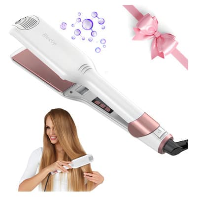 Planchas para el Cabello 55mm Alaciadora Planchas de Cabello Profesional Plancha para el pelo Humedo y Seco Calentamiento Rápido 20s Con Pantalla Led 14 Niveles De Calentamiento Hasta 230°c