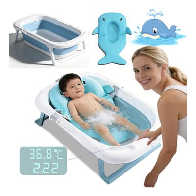 Bañera Plegable Portátil Con Termómetro Para Bebé Tiiyee Celeste 83x21x53 Cm - $600.60 en Mercado Libre | PrecioMX