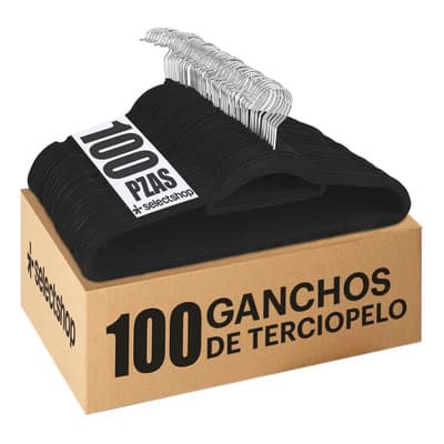 Set 100 Ganchos Perchas Terciopelo Para Ropa Alta Calidad Negro - $479.00 en Mercado Libre | PrecioMX