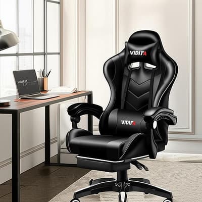 Silla Gamer Vidita Gx2000 Vidita Vidita Ergonómica Negra Con Tapizado De Poliuretano Negro