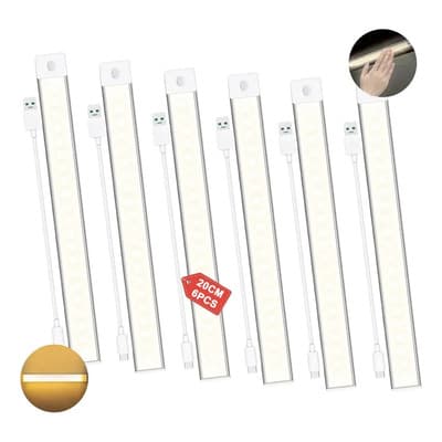 Banna 20cm6pcs Lampara Con Sensor Movimiento Luz De Led Clóset Usb Sensor De Movimiento Encendido/apagado Inteligente Modo De Larga Duración De Batería