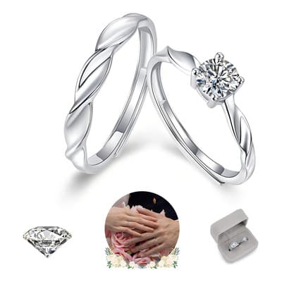 2 Anillos De Pareja Plata 925 Compromiso Promesa Ajustable Gooluu Plateado - $144.79 en Mercado Libre | PrecioMX