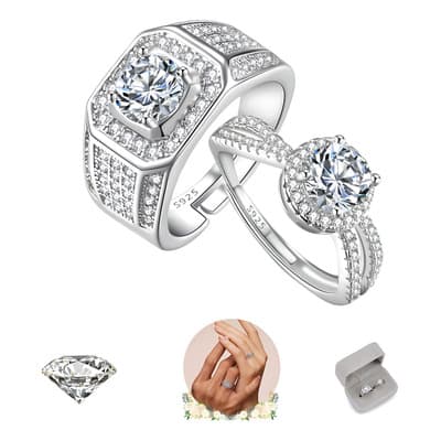 2 Anillo De Compromiso Promesa Para Hombre Y Mujer Plata 925 Gooluu Plateado 6-12 Ajustable - $197.80 en Mercado Libre | PrecioMX