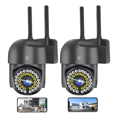 2pcs Cámara De Seguridad Exterior Wifi Foco Hd Visión Alarma Color Negro Dheot IP