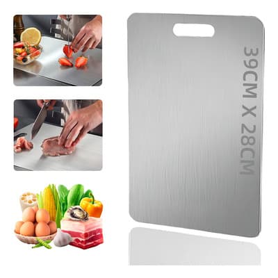 Tabla Para Picar Cortar Verduras Frutas Acero Inoxidable Color Plateado