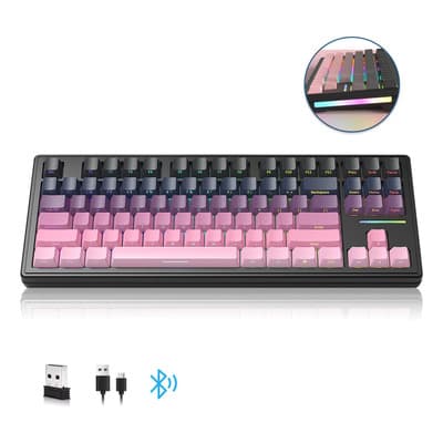 Attack Shark M87 Teclado Mecánico Bluetooth Inalámbrico De Tres Modos Con Cable Rgb Junta Personalizada Teclado Para Juegos Intercambiable En Caliente Rosa