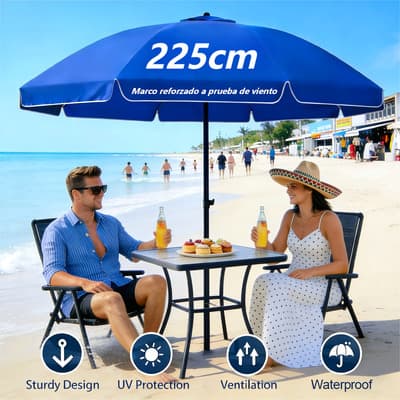 Sombrilla De Playa Jardín, Sombrilla Para Playa, Sombrillas Jardin, Sombrillas Exterior, Global Import Sombrilla De Playa Reforzada, Ideal Para Playa, Jardín, Terraza, Piscina(2.25m X 1.9m) Azul Liso - $418.98 en Mercado Libre | PrecioMX