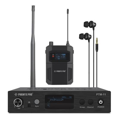 Phenyxpro Monitor Sistema de Monitoreo Inalámbrico In Ear Phenyx Pro Mono UHF PTM-11 900MHz Con Receptor Bodypack para Banda y Estudio