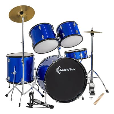 Bateria Acustica Audiotek 23 Pulgadas Azul 5 Piezas Platillos Atriles Bombo Bateria Musical Principiantes Profesional Herrajes Baquetas Estructura Resistente Jovenes Adultos Aprendizaje Ensayo Hogar - $4,849.03 en Mercado Libre | PrecioMX