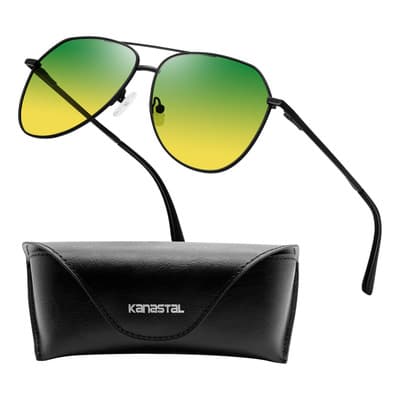 Lentes Nocturnos Kanastal Visión Día Noche TAC Protección UV Negro Mate