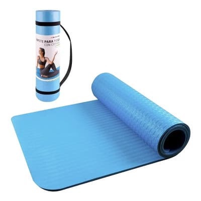Redlemon Tapete para Yoga con Correa para Transportar, Yoga Mat de 9 mm de Grosor para Pilates, Ejercicio, Gimnasio, Resistente, Flexible y Portátil, Rosa y Azul, Fácil de Limpiar, Enrollable, Azul