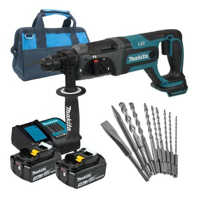 Rotomartillo Cincelador + 2 Baterías 3.0 Ah + Set Brocas