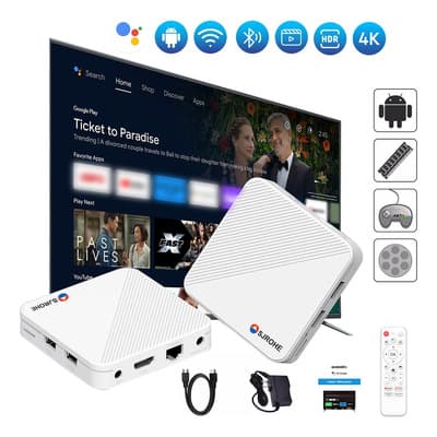 Sjrohe® Tv Box Streaming Tv 4+32gb 4k Negro Control Remoto Bluetooth Full Hd Android Tv Android 14.0 Tv Stick Wifi 6 Con Google Assistant Cable Hdmi 2.1 Blanco Estándar - $598.98 en Mercado Libre | PrecioMX