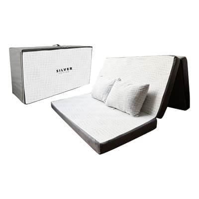 Pack De Colchón Plegable Matrimonial Con Maleta+ 2 Almohadas Color Blanco