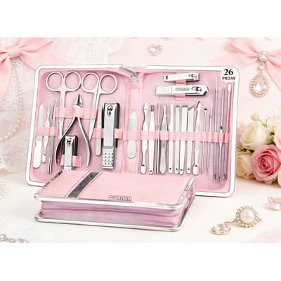 Quanna Kit De Manicura Y Pedicura 26 Piezas De Acero Inoxidable, Juego Completo De Herramientas De Belleza Para Uñas, Manos, Cara Y Pies, Estuche De Cuero Suave Con Cierre Cremallera, Resistente Y Por - $102.61 en Mercado Libre | PrecioMX