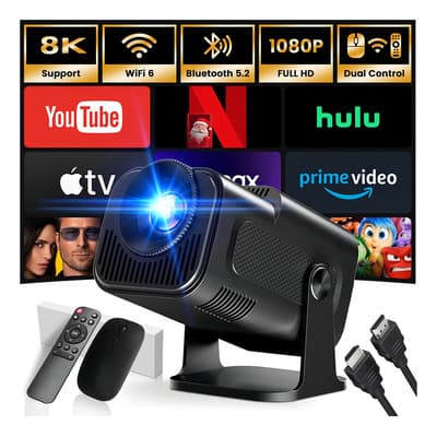 Proyector CASA DE DESEOS 4k Mini Portátil Android Wifi Bluetooth Altavoces 1080p 20000lm Con Ratón Inalámbrico Y Cable Hdmi, Proyector Professional Led Smart Tv Compatible Para Celular, Ordenadores