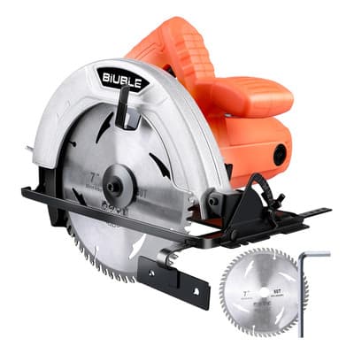 BIUBLE Sierra Circular Eléctrica 7 1/4" Profesional para Madera 2000W Handrail Ergonomía Portátil Con Disco De Corte