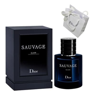Dior Sauvage Elixir Perfume 60ml Eau de Parfum Especiado Amaderado + DIOR mariposa ligadura banda x1 + Cinta de regalo de la marca DIOR x 1