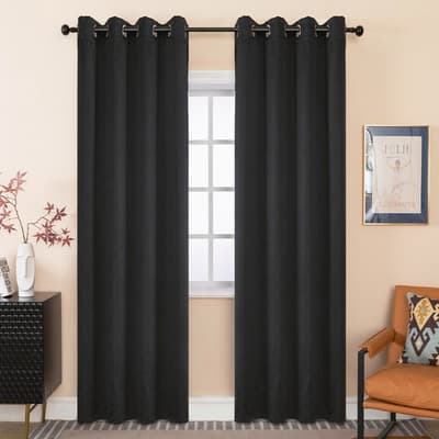 Nanwei Cortinas Blackout Para Recamara Sala Elegantes 280X215Cm 2 Paneles Aislamiento Térmico Y Reducción De Ruido Tela Impermeable Negro