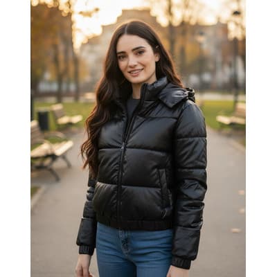 Chamarra Puffer Capitonada Brillosa Mujer Roosevelt A184