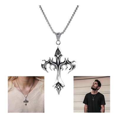 Solviora Collar De Hombre Con Cruz De Llama, Cadena De Acero Inoxidable Estilo Gótico, Resistente A La Decoloración, Apto Para Hombres Y Mujeres, Ideal Como Regalo Para Amigos Y Familiares. - $78.90 en Mercado Libre | PrecioMX