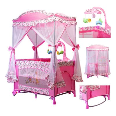 Cuna Corral Mecedor Para Bebé Starkids S12-7 Con Cambiador Color Rosa - $1,979.00 en Mercado Libre | PrecioMX