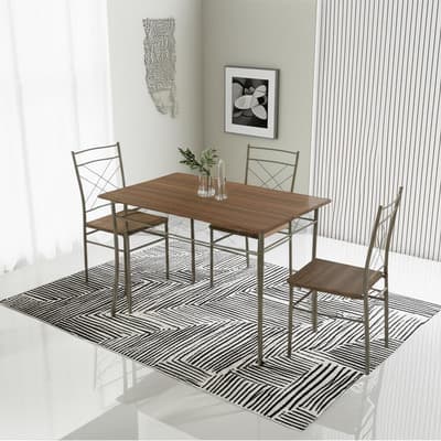 Juego De Comedor Con 4 Sillas Mesa Tablero Mdf Estructura Acero Rectangular Color Café Kingshouse - $1,269.18 en Mercado Libre | PrecioMX