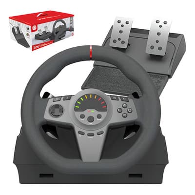 Volante Gamer FXP Xbox One PS4 PC PS3 Switch con Pedales USB Negro