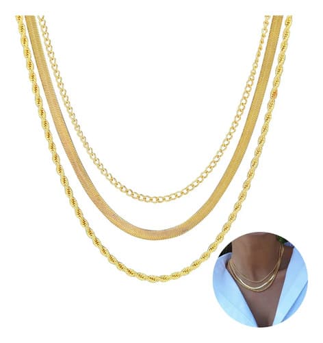 Collar Multicapa Cadena De Oro 14k Joyería Nice - $58.80 en Mercado Libre | PrecioMX