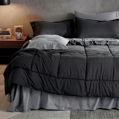 Set 7 Pzas. Edredón King Size Xl + Fundas De Almohada + Juego De Sabanas Real Textil Negro - Gris Geométrico - $1,669.00 en Mercado Libre | PrecioMX