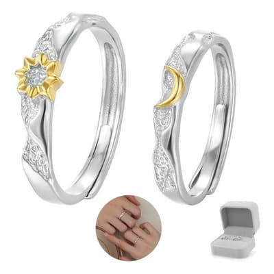 2 Anillos De Sol Y Luna 925 Plata Para Pareja Promesa Regalo Plateado Ajustable Daiweiyox - $459.00 en Mercado Libre | PrecioMX