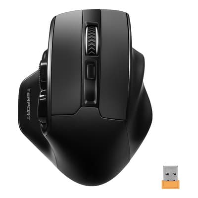 TERPORT Mouse Inalámbrico Ergonómico Usb 2.4ghz Con Reposapulgar F30, Mouse Ergonómico Oficina 6 Botones Con Avance Y Retroceso, 4800 Dpi Con 5 Niveles, Ahorro De Energía Inteligente