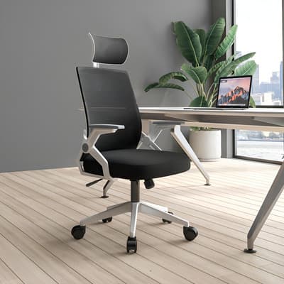 Silla Oficina Buenhogar Ergonómica Giratoria Reclinable Negro Con Reposacabezas Algodón