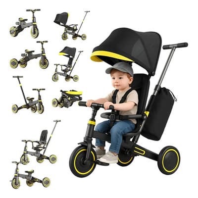 Triciclo Infantil 9 En 1, Plegable Y Extraíble Multifuncional + Barandilla + Cobertizo + Putt + Bolsa De Almacenamiento,... Amarillo/negro - $2,278.00 en Mercado Libre | PrecioMX