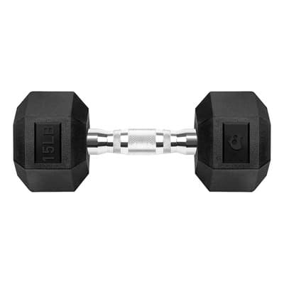 Mancuerna Hexagonal Caucho 15lb (6.8 Kg) Gym Crossfit Color Negro