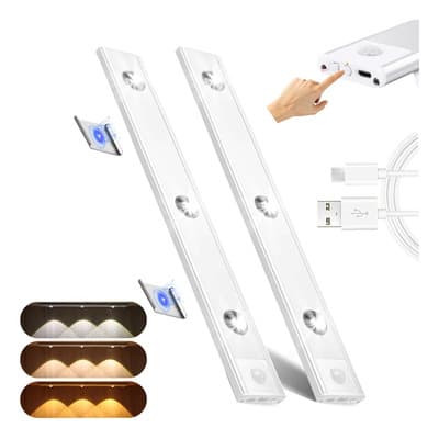 2 Barra De Luz Led Inteligente Con Sensor De Cuerpo Humano Estructura Blanco