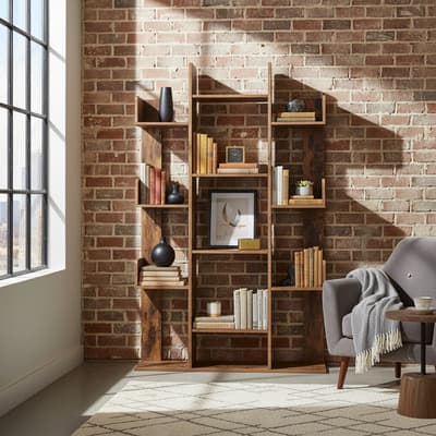 Librería Estantería Vasagle Con 13 Compartimentos Color Marrón