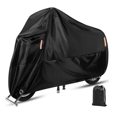 Funda Para Moto Impermeable, 210d Tela Oxford Cubierta De Motocicleta Resistente Al Viento Cubierta Protector Para Moto Exterior Interior Con 4 Tiras Reflectantes Y 2 Orificios Para Cerradura Negro