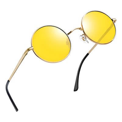 Lentes Nocturnos Hombre Mujer Moda Conducción Por La Noche Uv Moto Retros Steampunk Diseño Amarillo Redondos Clásico Joopin M4056