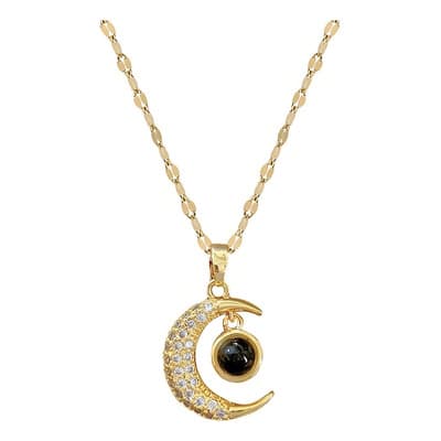 Collar Media Luna Proyector Te Amo 100 Idiomas Acero Inoxidable Oro 18k - $138.00 en Mercado Libre | PrecioMX