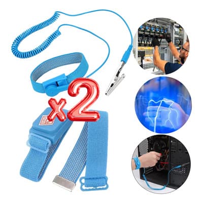 Pulsera Antiestatica Kuaiqu Antistat Con Correa Ajustable Y Caiman En Punta Azul