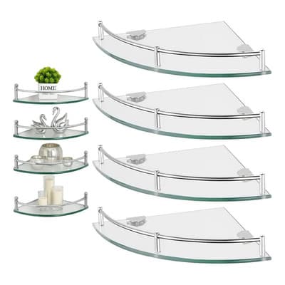 Vmingo Repisa Esquinero Baño Organizador Vidrio Estante Pared 4pz - $298.00 en Mercado Libre | PrecioMX