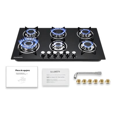 Parrilla A Gas Empotrable/estufa De Mesa Xiudeen 6 Quemadores De Gas Gn/glp Aplicables Cristal Templado Color Negro Xd6001g - $2,069.01 en Mercado Libre | PrecioMX